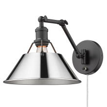 Golden 3306-A1W BLK-CH - Yep by Golden Lighting Orwell 1-light Swing Arm Wall Lamp in Matte Black and Chrome shade